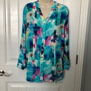 Soft Surroundings water color button down shirt
